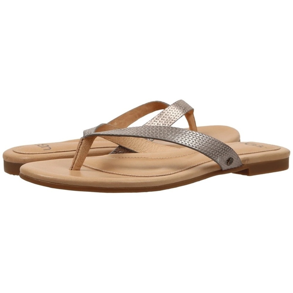 Ugg Women New Allaria Ii Metallic Braid Flip Flops Size W 11 | M-7|